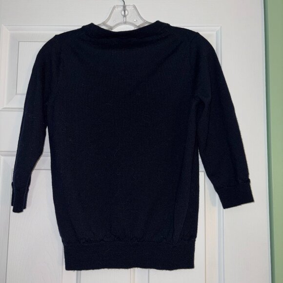 J Crew Women's Sweater 3/4 length sleeve Sz Med Navy - Picture 2 of 3
